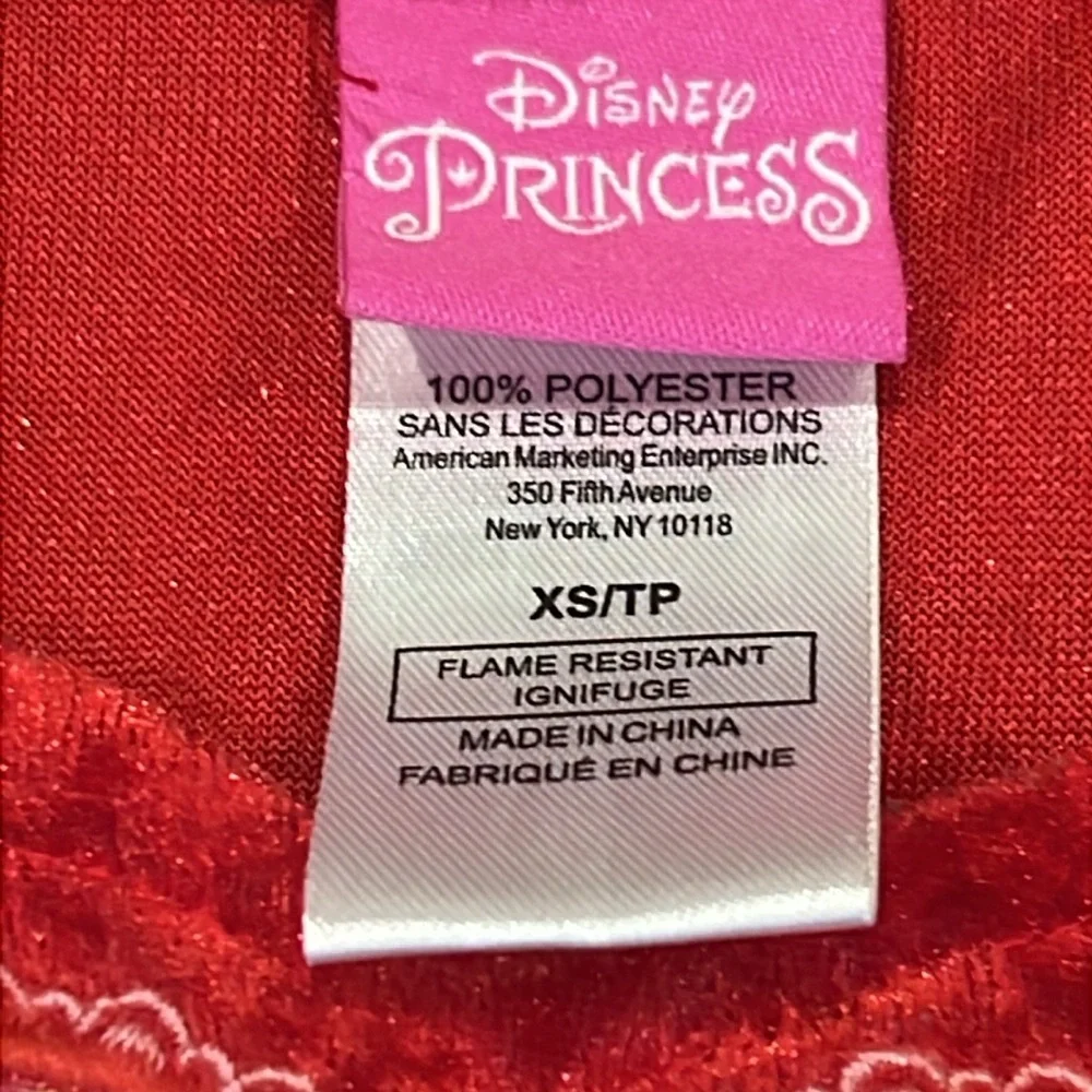 Disney Princess Play Dress Red Velvety and Shimmery Red Size XS